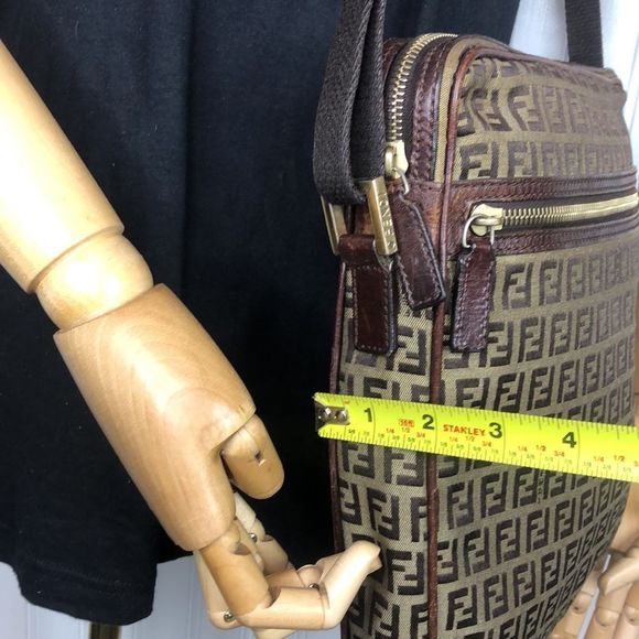 FENDI Zucca Canvas & Leather Crossbody Messenger Shoulder Bag Large Size Vintage - Picture 12 of 17